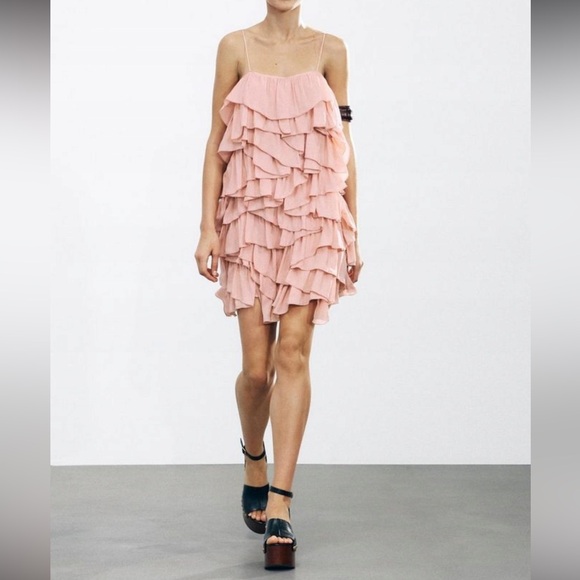 Zara Ruffled Dress in Light Pink - Picture 8 of 9